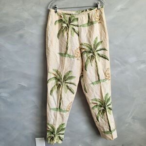 Linen lined Bamboo Safari Resort Taper Leg Pants Trouser Sz 12
